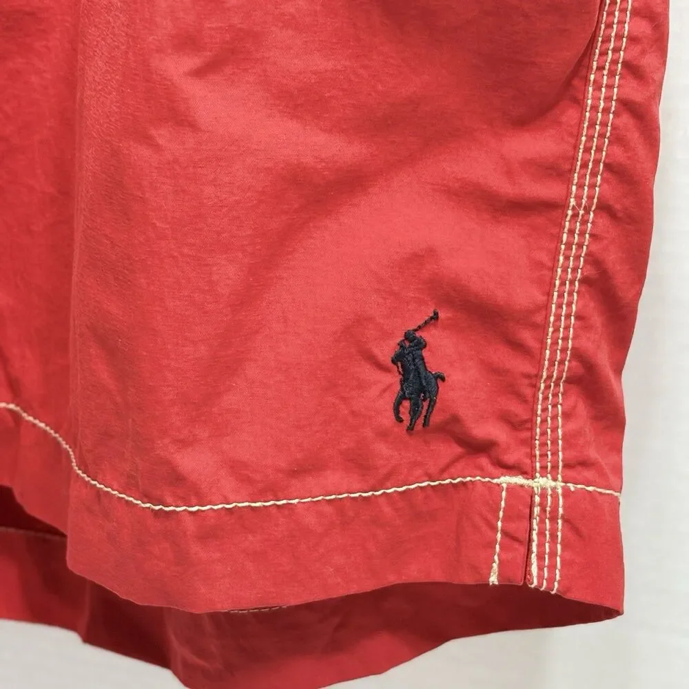 Vintage Polo Ralph Lauren Men’s Swim Trunks Red Pony Logo Mesh Lined Size L